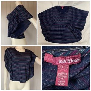 Epic threads caftan-style crop top striped silver